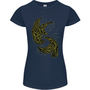 The Viking Raven Symbol Odin Ragnar Tribal Womens Petite Cut T-Shirt Navy Blue