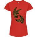 The Viking Raven Symbol Odin Ragnar Tribal Womens Petite Cut T-Shirt Red