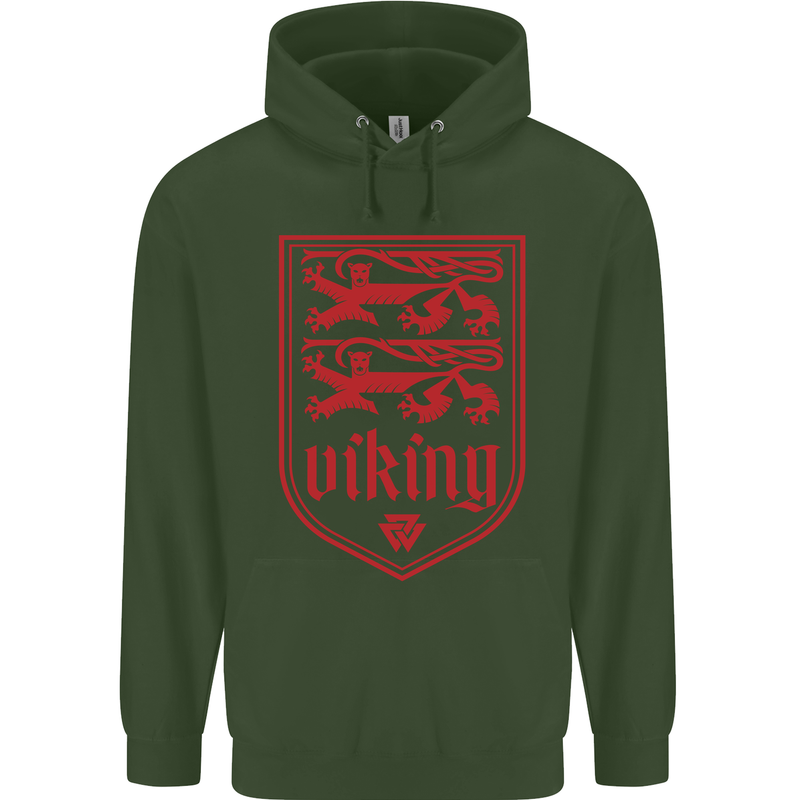 The Vikings Valknut Symbol Lions Valhalla Mens 80% Cotton Hoodie Forest Green