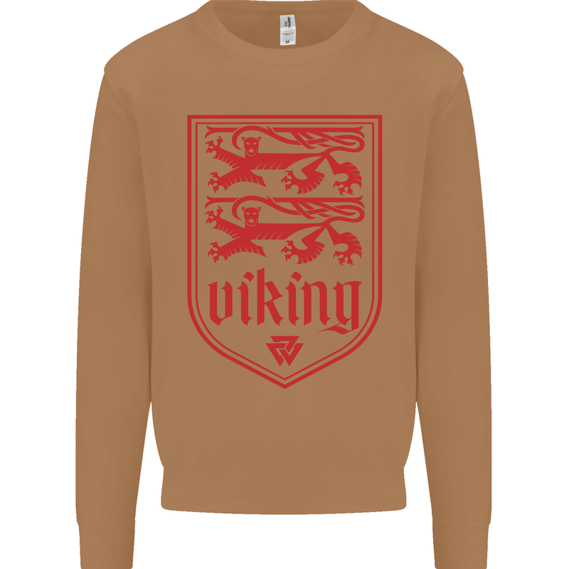 The Vikings Valknut Symbol Lions Valhalla Mens Sweatshirt Jumper Caramel Latte