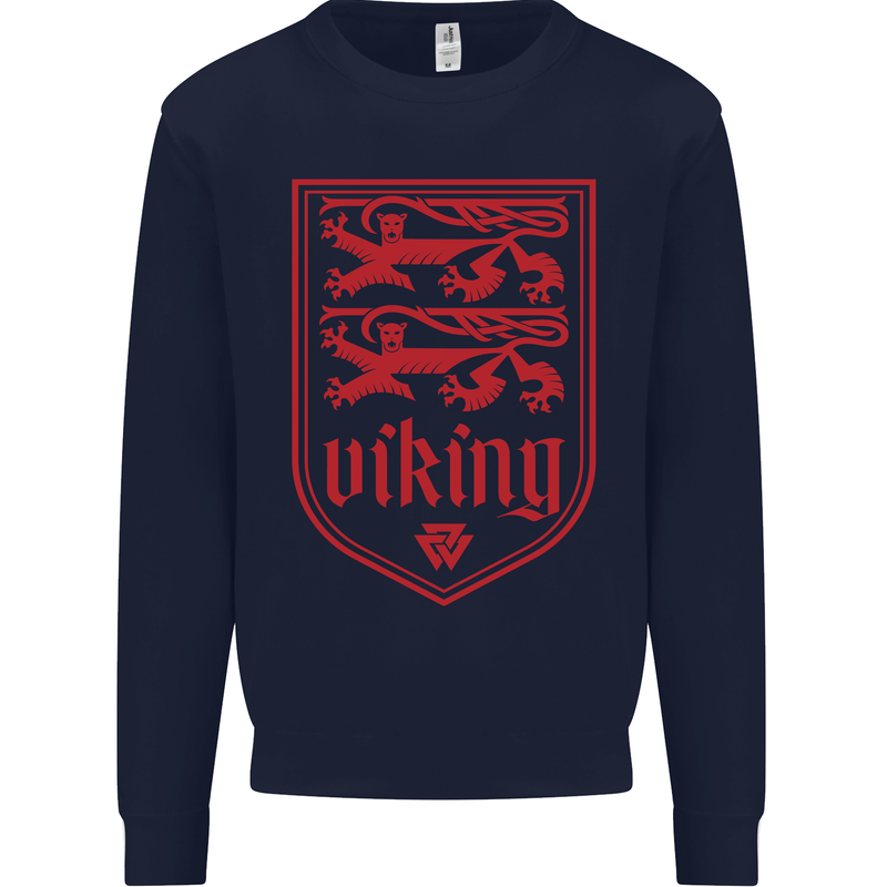 The Vikings Valknut Symbol Lions Valhalla Mens Sweatshirt Jumper Navy Blue