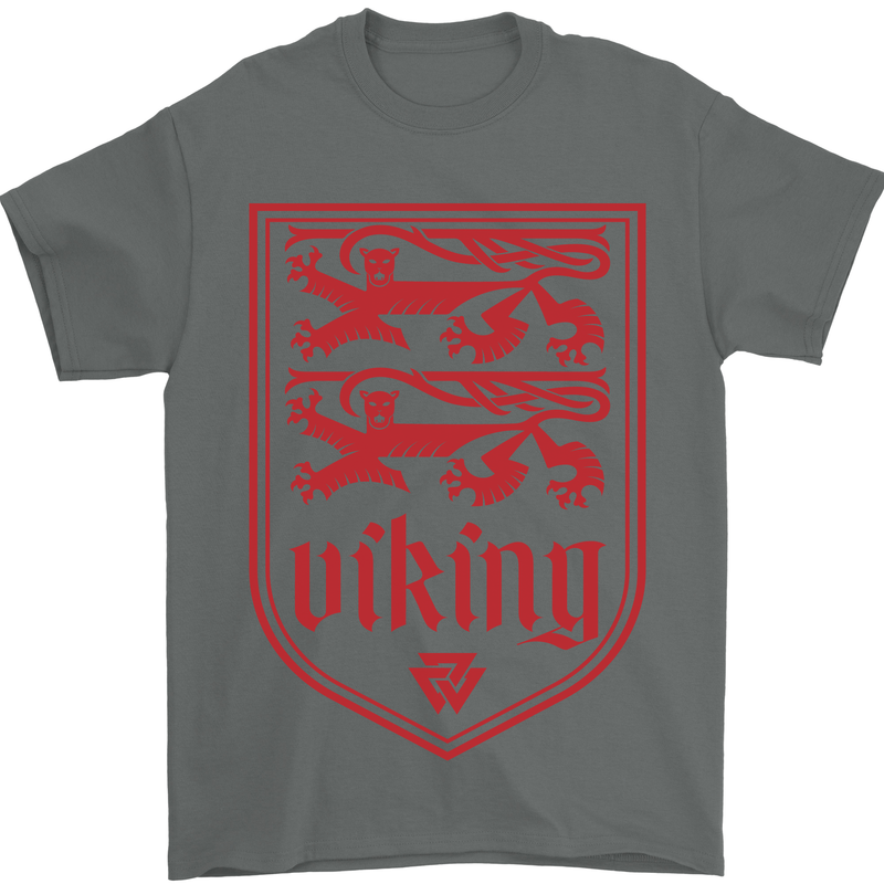 The Vikings Valknut Symbol Lions Valhalla Mens T-Shirt Cotton Gildan Charcoal