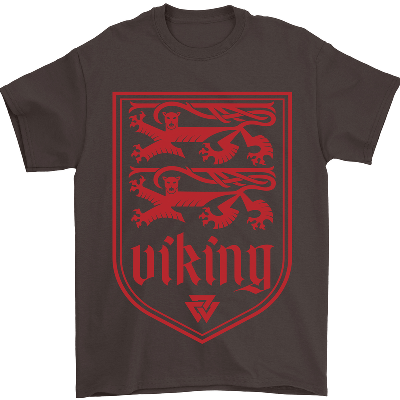 The Vikings Valknut Symbol Lions Valhalla Mens T-Shirt Cotton Gildan Dark Chocolate