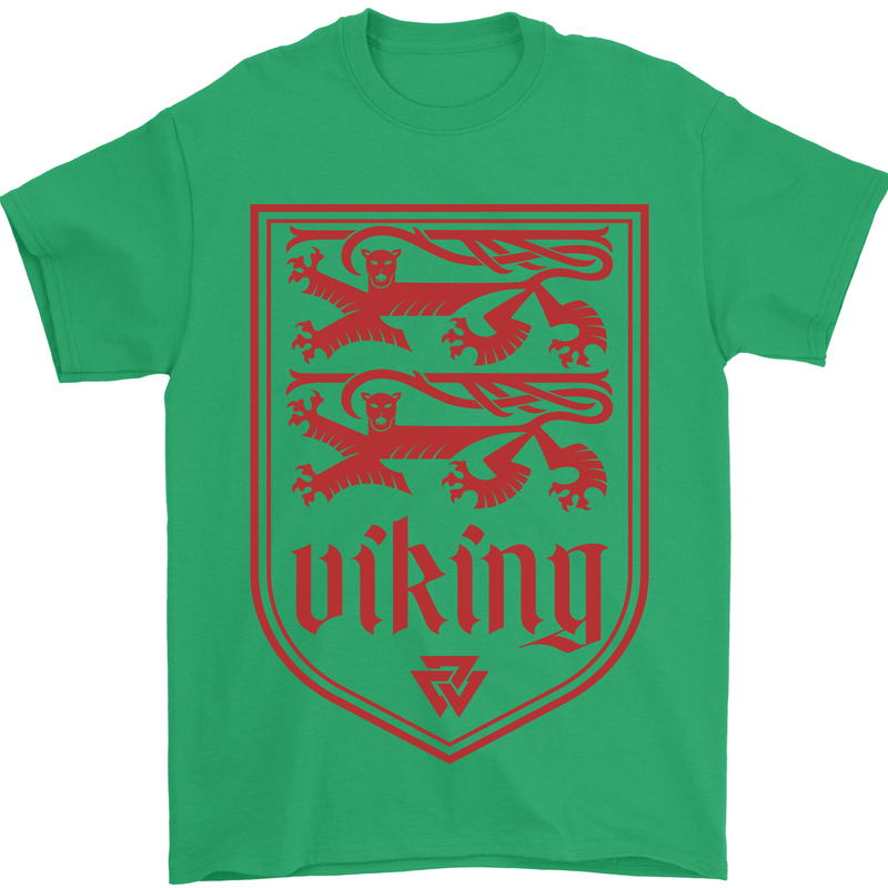 The Vikings Valknut Symbol Lions Valhalla Mens T-Shirt Cotton Gildan Irish Green