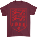 The Vikings Valknut Symbol Lions Valhalla Mens T-Shirt Cotton Gildan Maroon