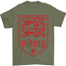 The Vikings Valknut Symbol Lions Valhalla Mens T-Shirt Cotton Gildan Military Green