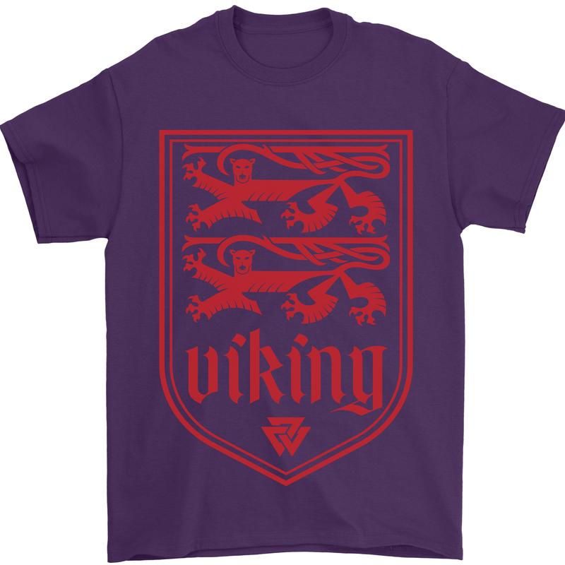 The Vikings Valknut Symbol Lions Valhalla Mens T-Shirt Cotton Gildan Purple