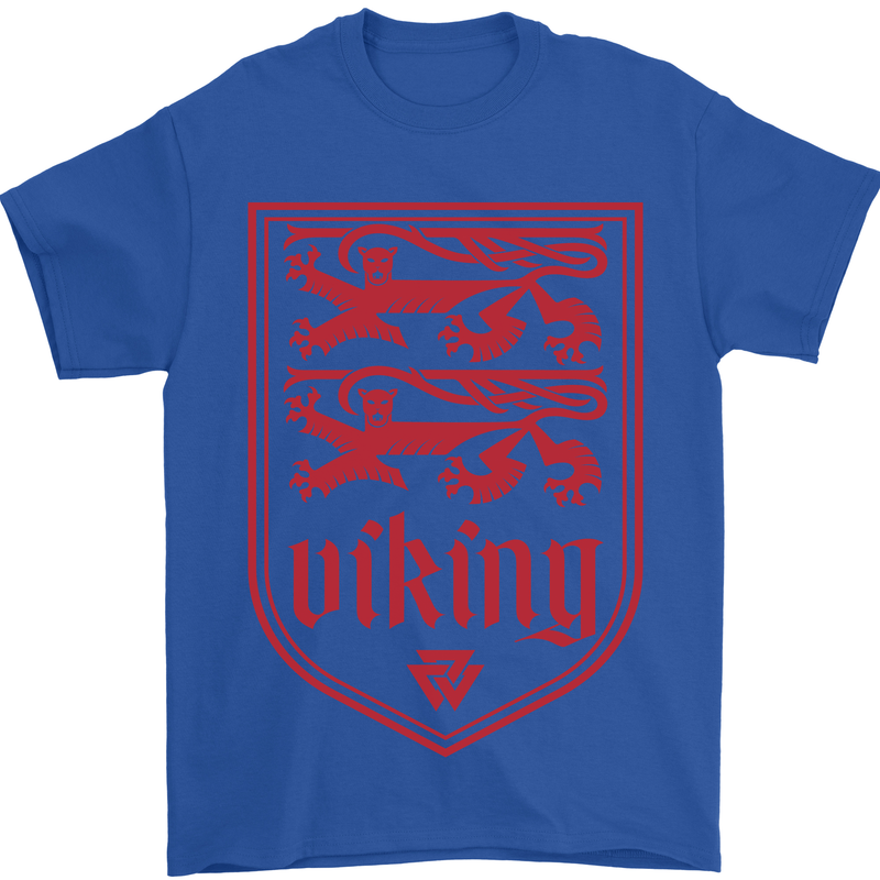 The Vikings Valknut Symbol Lions Valhalla Mens T-Shirt Cotton Gildan Royal Blue