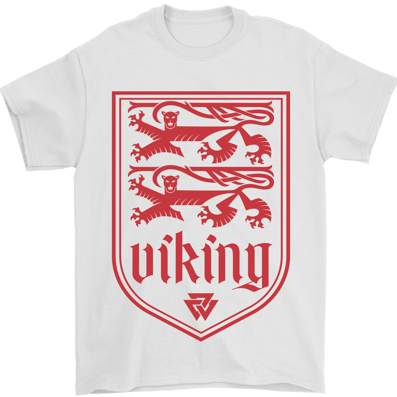 The Vikings Valknut Symbol Lions Valhalla Mens T-Shirt Cotton Gildan White