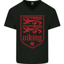The Vikings Valknut Symbol Lions Valhalla Mens V-Neck Cotton T-Shirt Black