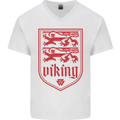The Vikings Valknut Symbol Lions Valhalla Mens V-Neck Cotton T-Shirt White