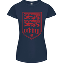 The Vikings Valknut Symbol Lions Valhalla Womens Petite Cut T-Shirt Navy Blue