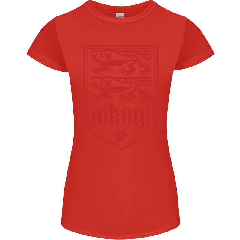The Vikings Valknut Symbol Lions Valhalla Womens Petite Cut T-Shirt Red