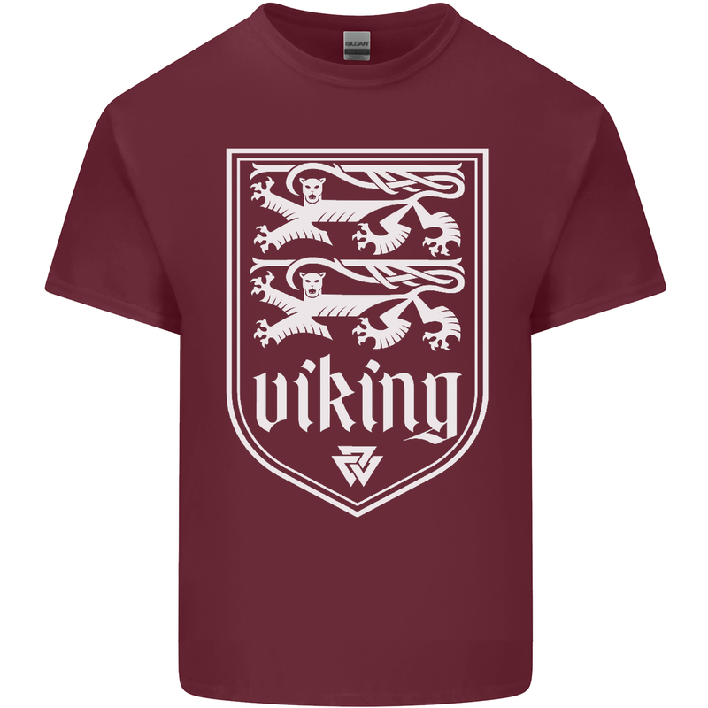 The Vikings Valknut Symbol Valhalla Lions Mens Cotton T-Shirt Tee Top Maroon