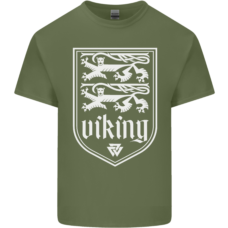 The Vikings Valknut Symbol Valhalla Lions Mens Cotton T-Shirt Tee Top Military Green