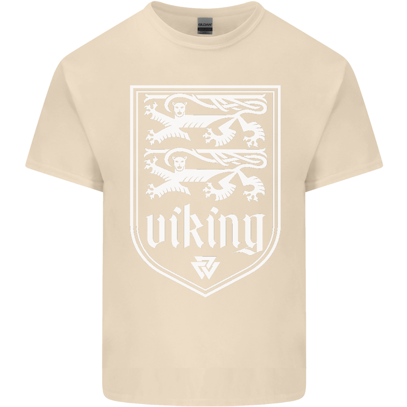 The Vikings Valknut Symbol Valhalla Lions Mens Cotton T-Shirt Tee Top Natural