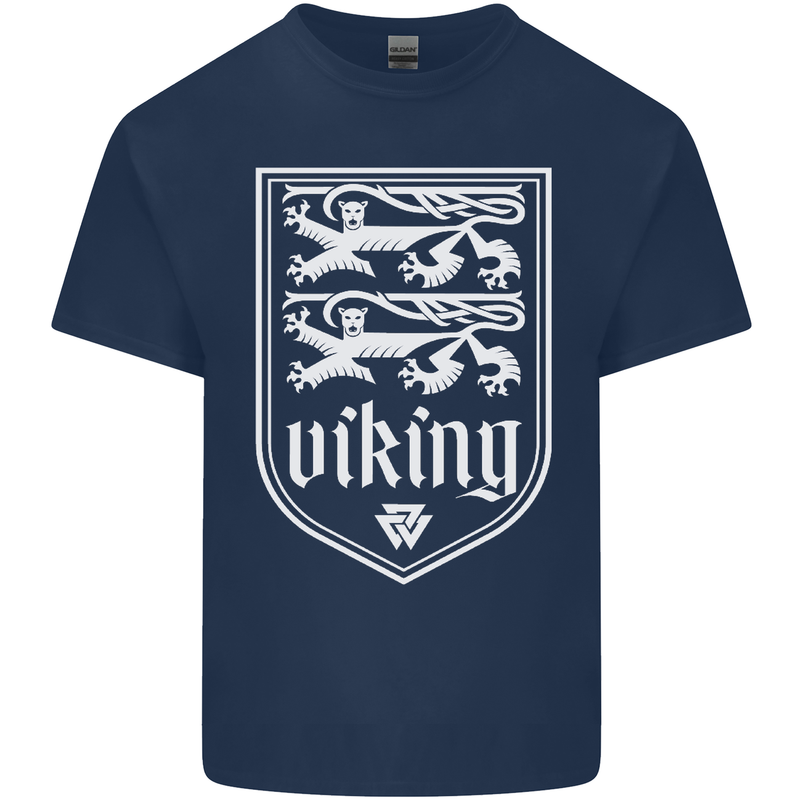 The Vikings Valknut Symbol Valhalla Lions Mens Cotton T-Shirt Tee Top Navy Blue