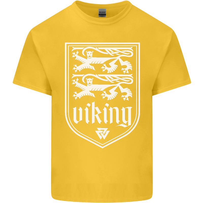 The Vikings Valknut Symbol Valhalla Lions Mens Cotton T-Shirt Tee Top Yellow