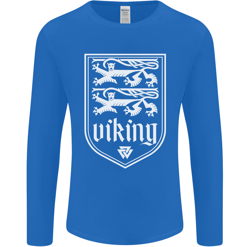 The Vikings Valknut Symbol Valhalla Lions Mens Long Sleeve T-Shirt Royal Blue