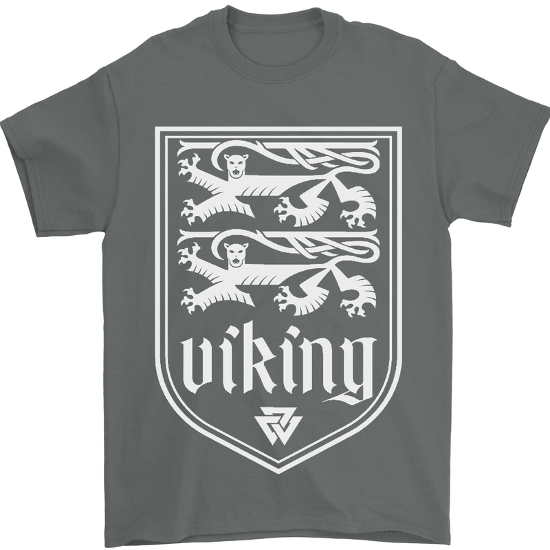 The Vikings Valknut Symbol Valhalla Lions Mens T-Shirt Cotton Gildan Charcoal