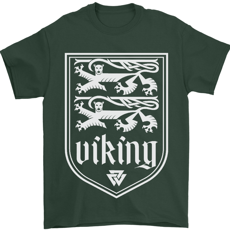 The Vikings Valknut Symbol Valhalla Lions Mens T-Shirt Cotton Gildan Forest Green