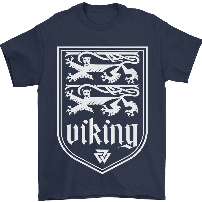 The Vikings Valknut Symbol Valhalla Lions Mens T-Shirt Cotton Gildan Navy Blue