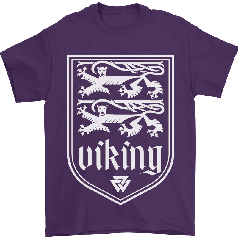 The Vikings Valknut Symbol Valhalla Lions Mens T-Shirt Cotton Gildan Purple