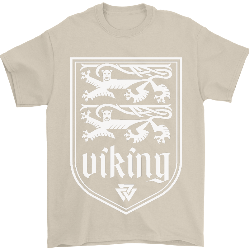 The Vikings Valknut Symbol Valhalla Lions Mens T-Shirt Cotton Gildan Sand