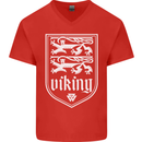 The Vikings Valknut Symbol Valhalla Lions Mens V-Neck Cotton T-Shirt Red