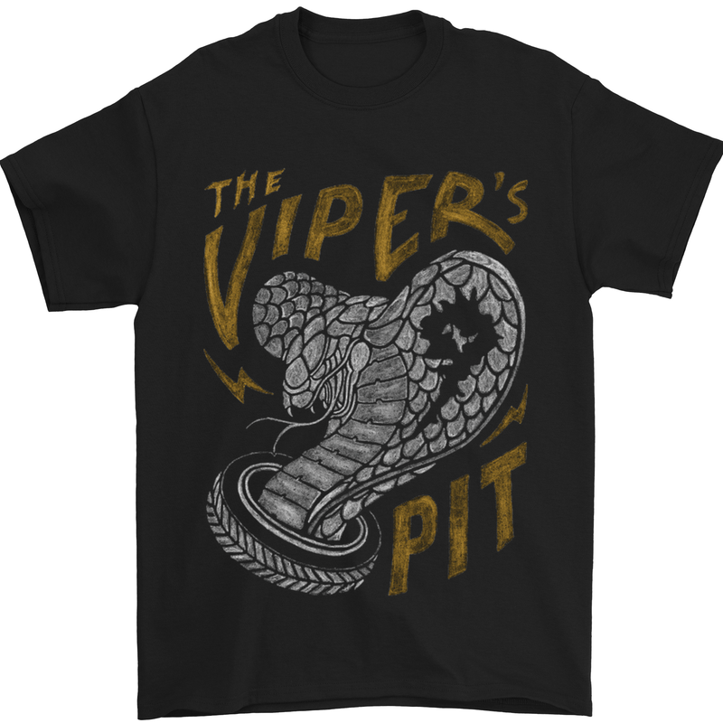 The Vipers Pit Motorcycle Motorbike Biker Mens T-Shirt Cotton Gildan Black