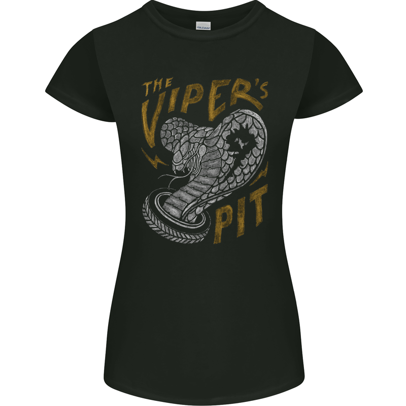 The Vipers Pit Motorcycle Motorbike Biker Womens Petite Cut T-Shirt Black