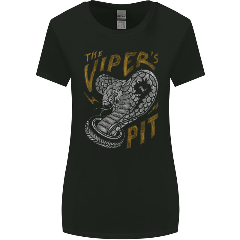 The Vipers Pit Motorcycle Motorbike Biker Womens Wider Cut T-Shirt Black