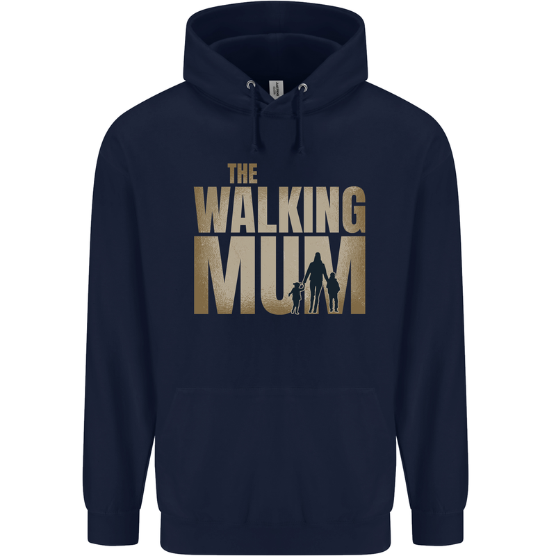 The Walking Mum Funny Mothers Day Mummy Childrens Kids Hoodie Navy Blue