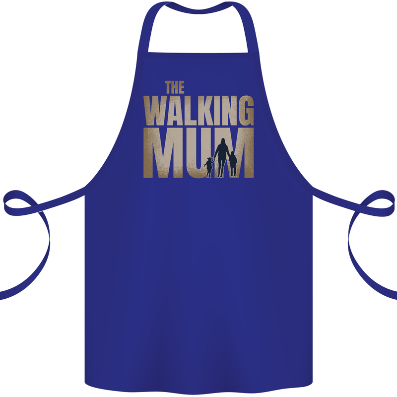 The Walking Mum Funny Mothers Day Mummy Cotton Apron 100% Organic Royal Blue