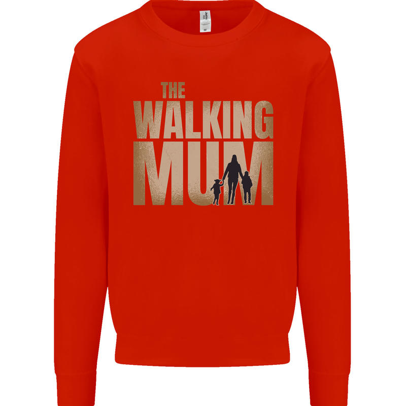 The Walking Mum Funny Mothers Day Mummy Kids Sweatshirt Jumper Bright Red