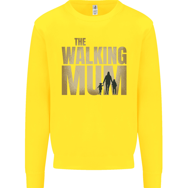 The Walking Mum Funny Mothers Day Mummy Kids Sweatshirt Jumper Yellow