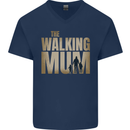 The Walking Mum Funny Mothers Day Mummy Mens V-Neck Cotton T-Shirt Navy Blue