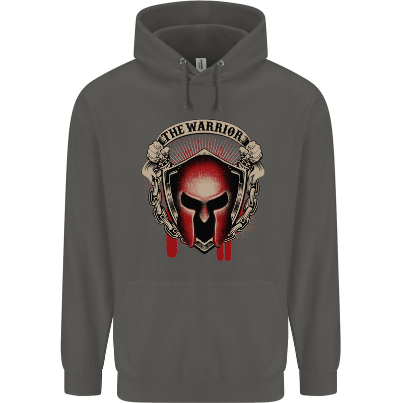 The Warrior Gym Spartan Helmet Bodybuilding Childrens Kids Hoodie Storm Grey