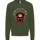The Warrior Gym Spartan Helmet Bodybuilding Kids Sweatshirt Jumper Forest Green