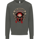 The Warrior Gym Spartan Helmet Bodybuilding Kids Sweatshirt Jumper Storm Grey
