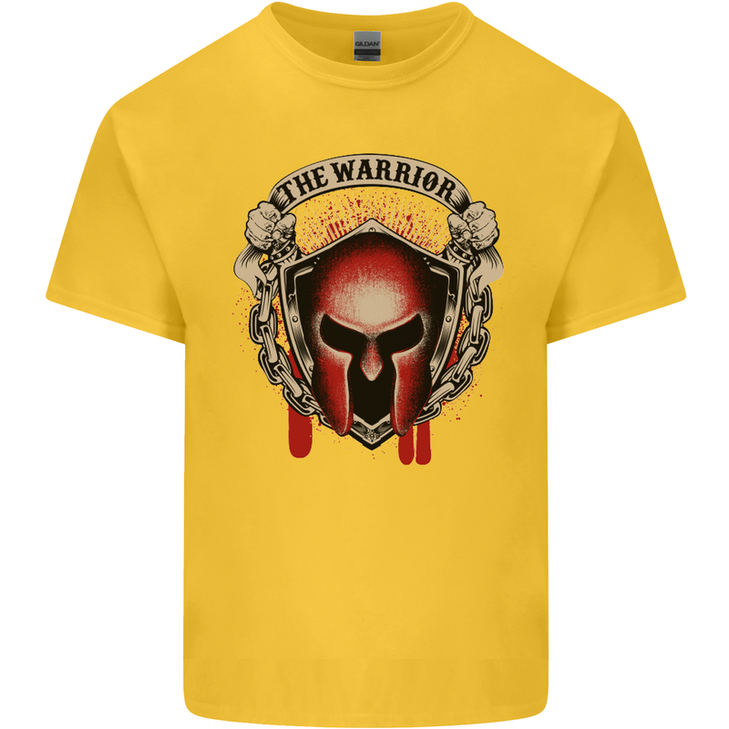 The Warrior Gym Spartan Helmet Bodybuilding Kids T-Shirt Childrens Yellow