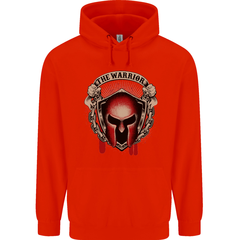 The Warrior Gym Spartan Helmet Bodybuilding Mens 80% Cotton Hoodie Bright Red