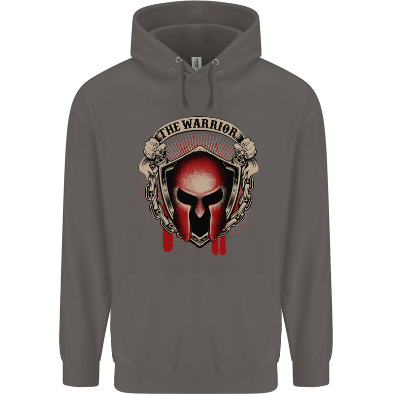 The Warrior Gym Spartan Helmet Bodybuilding Mens 80% Cotton Hoodie Charcoal