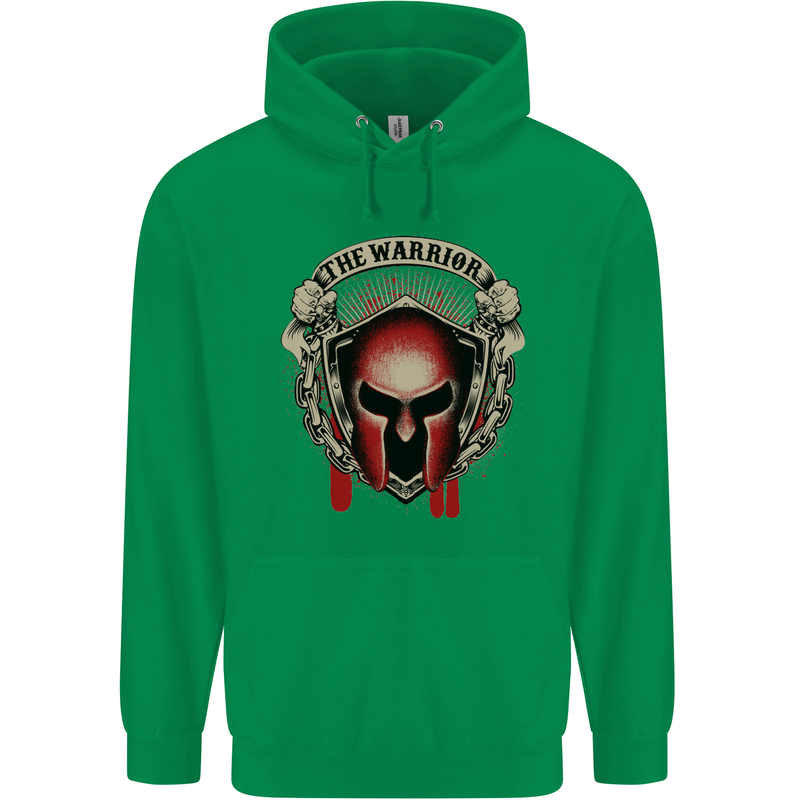 The Warrior Gym Spartan Helmet Bodybuilding Mens 80% Cotton Hoodie Irish Green