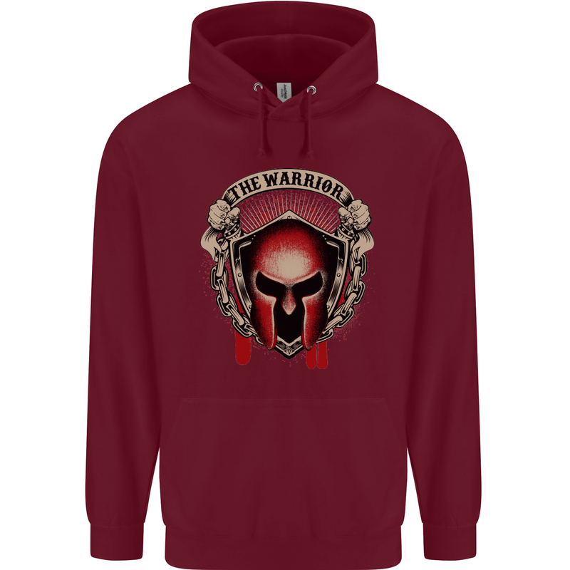 The Warrior Gym Spartan Helmet Bodybuilding Mens 80% Cotton Hoodie Maroon