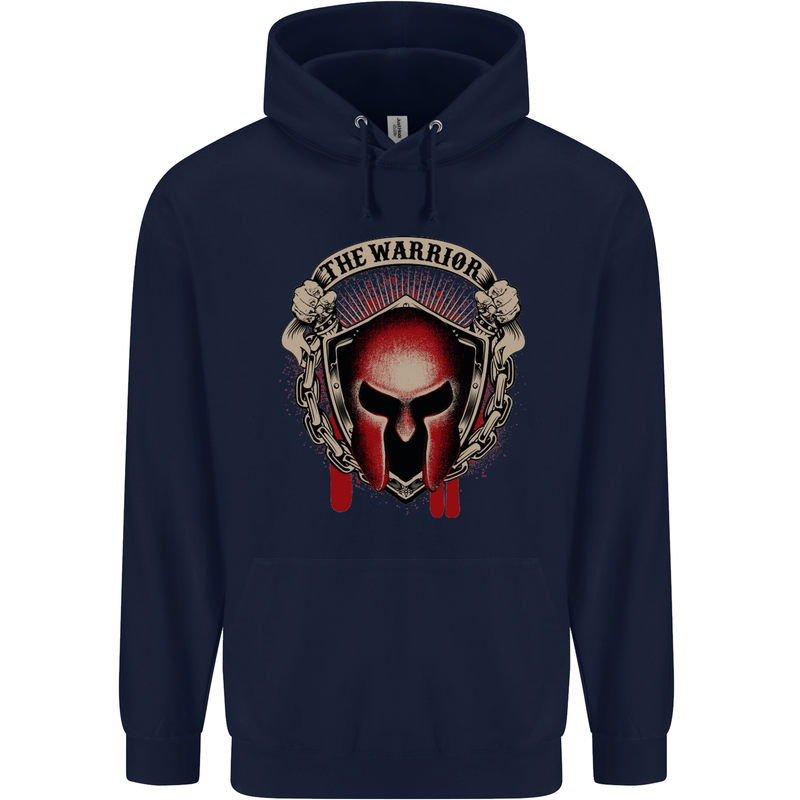 The Warrior Gym Spartan Helmet Bodybuilding Mens 80% Cotton Hoodie Navy Blue