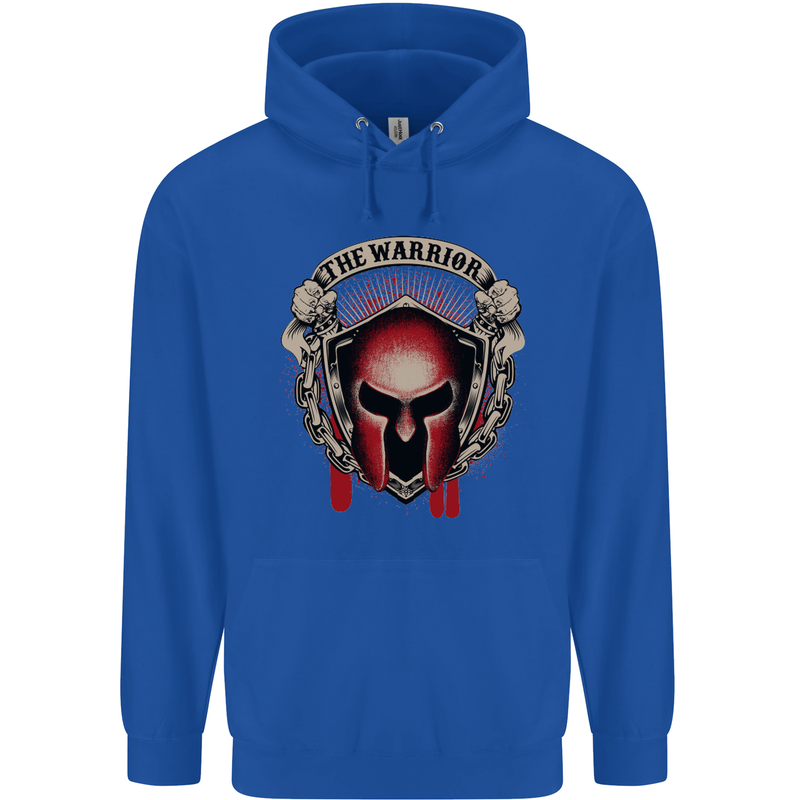 The Warrior Gym Spartan Helmet Bodybuilding Mens 80% Cotton Hoodie Royal Blue