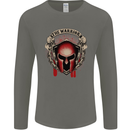 The Warrior Gym Spartan Helmet Bodybuilding Mens Long Sleeve T-Shirt Charcoal