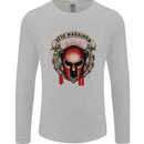 The Warrior Gym Spartan Helmet Bodybuilding Mens Long Sleeve T-Shirt Sports Grey