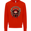 The Warrior Gym Spartan Helmet Bodybuilding Mens Sweatshirt Jumper Bright Red